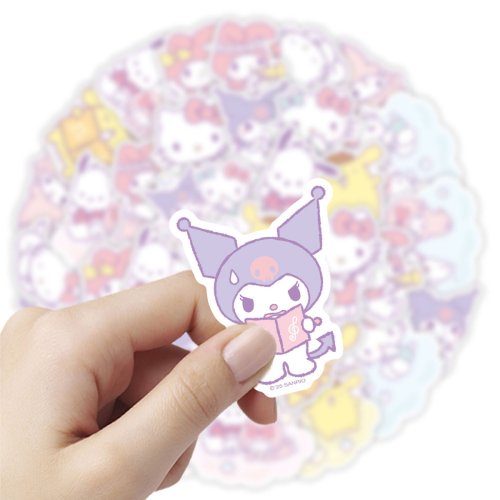 Image of 50-Piece Set of Adorable Anime-Inspired Sanrio Cartoon Stickers for DIY Crafting, Notebooks, Luggage, and Stationery Decoration