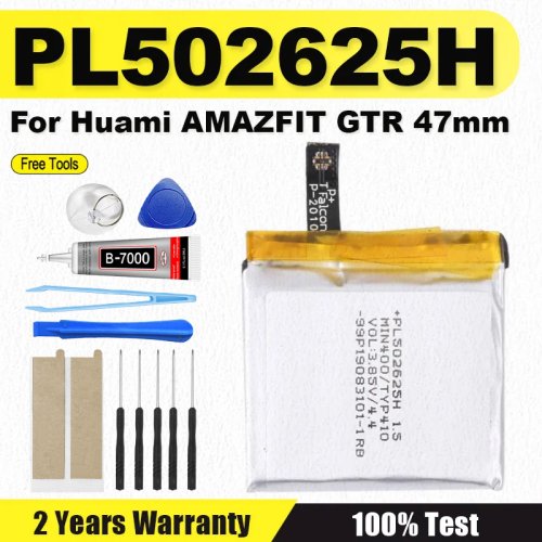 Afbeelding van Hoge Kwaliteit 410mAh PL502625H Nieuwe Batterij Vervanging Voor Huami AMAZFIT GTR 47mm Smart Sport Horloge Batterijen + Gratis gereedschap