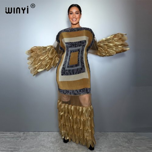 Immagine di Abito Abaya Elegante con Pieghettature - Stile Dubai