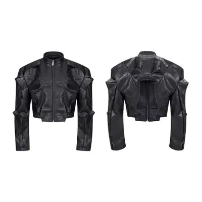 Image de Veste en Cuir PU Déstructurée Homme - Style Punk Streetwear