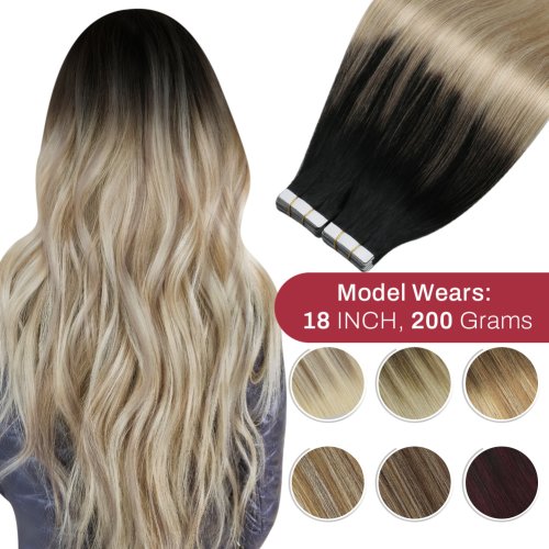 Zdjęcie Naturalne przedłużenia włosów taśmowe – balayage blond