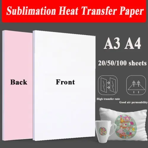 Image de Papier Transfert Sublimation A4/A3 - 20 à 100 Feuilles