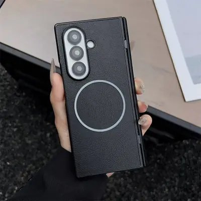 Image de Étui Magnétique Cuir pour Galaxy Z Fold 6/7 - Charge Sans Fil Magsafe