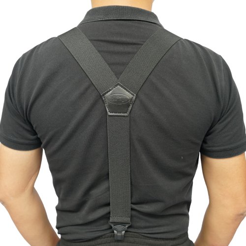 Melo Tough Y-vormige, luchthavenvriendelijke bretels met plastic clip, 1,5 inch, volledig elastisch en vlekbestendig
