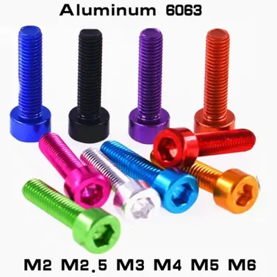 Image de Boulons Allen en Aluminium Coloré - DIN912 - Tailles M2 à M6