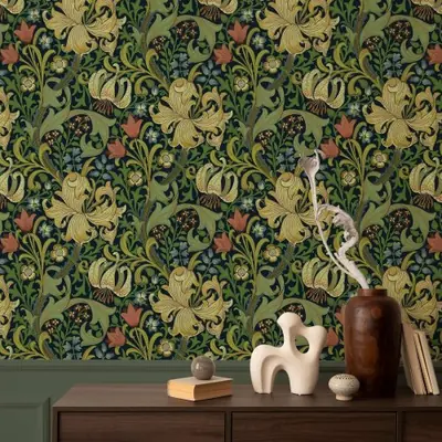 Image de Papier Peint Or Lily - Décoration Murale Élégante