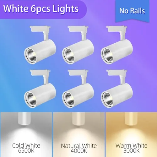 6PCS White No Rails
