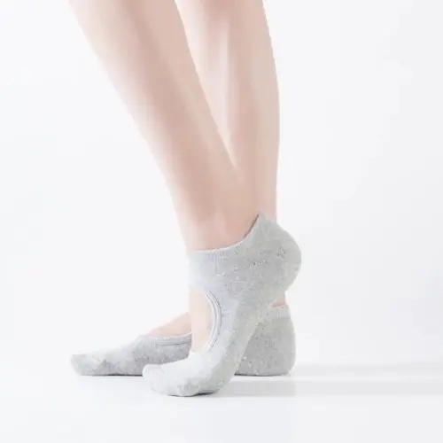 Image de Chaussettes de Yoga Antidérapantes Femme - Coton Naturel