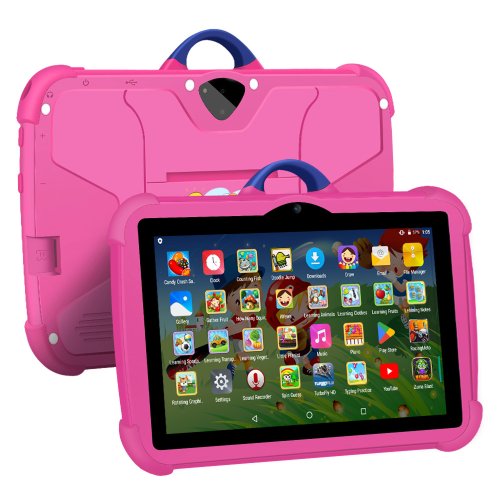 Afbeelding van Kindertablet 7 inch met nieuw cartoon patroon, quad core processor, 4 GB RAM, 64 GB opslag, Android besturingssysteem voor onderwijs en spelletjes
