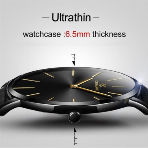 Immagine di 2025 Orologi da uomo d'affari di lusso Orologio da uomo in oro Orologi da uomo ultra sottili Orologio al quarzo in pelle Orologio da polso da uomo horloge mannen