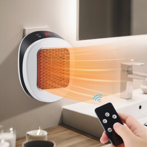 Image of Portable Heater Electric Heater Plug In Wall Room Heater Remote Control Winter Heating Home Appliance Warmer Machine 600W