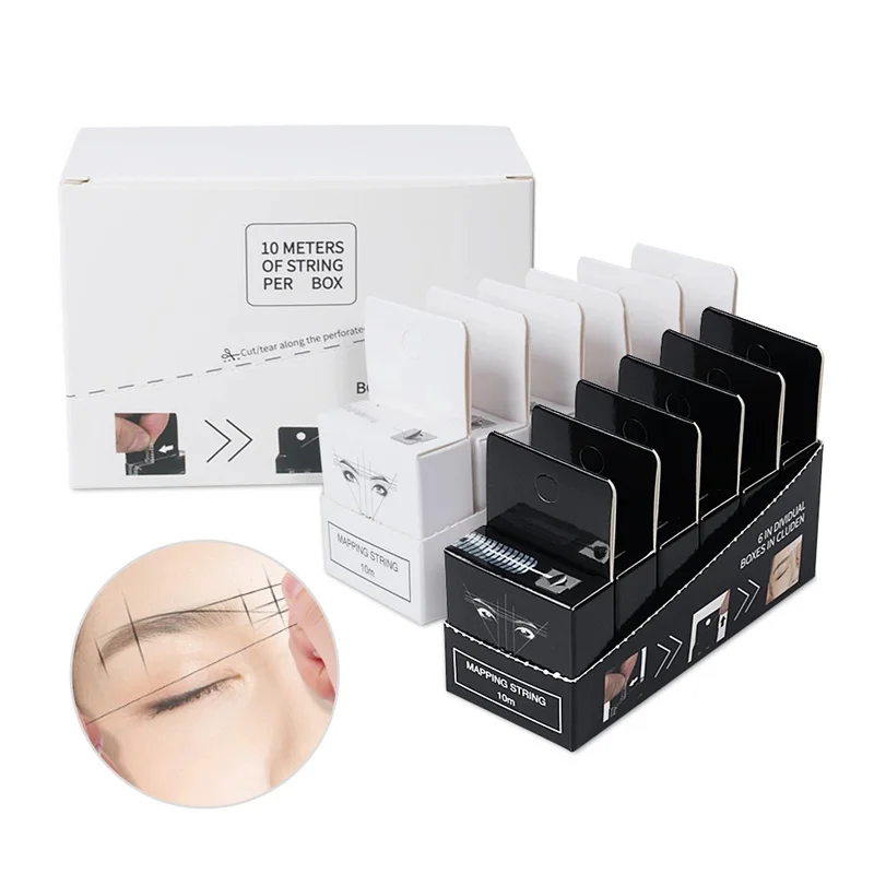 Zdjęcie Zestaw do mapowania brwi microblading – 6 sztuk pudełek z tuszem, linijką pomiarową i narzędziami do precyzyjnego pozycjonowania w PMU