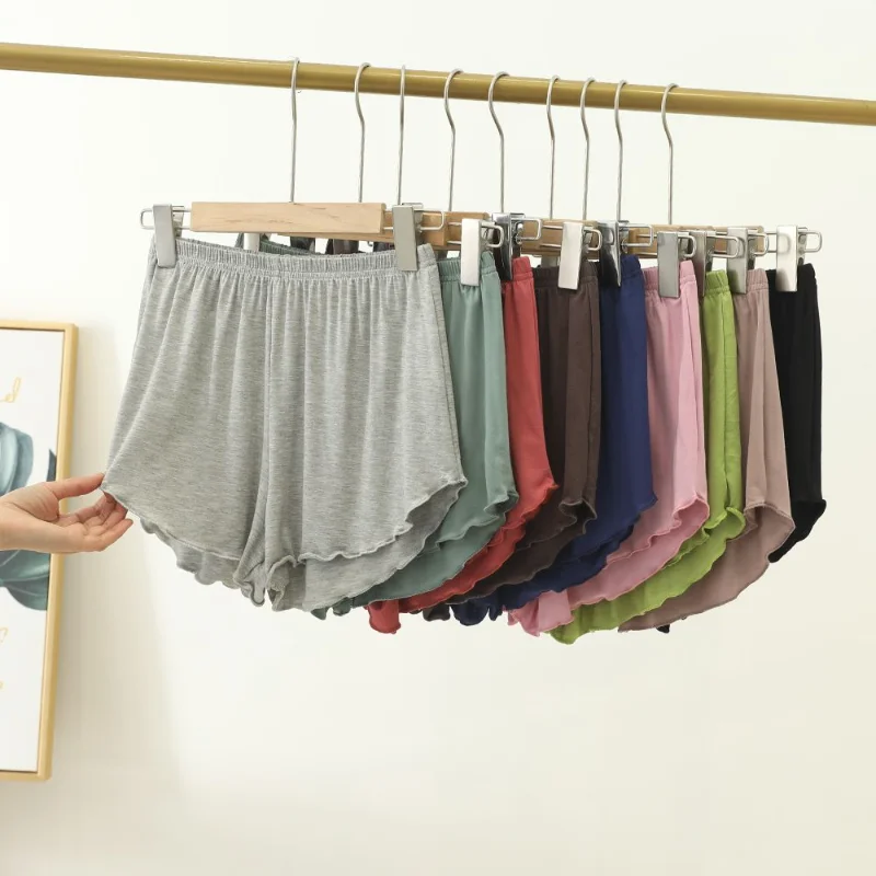 Image of Soft Modal Women's Pajama Shorts with Ruffled Hem – Comfortable, Loose-Fit Sleepwear for Cozy Home Wear