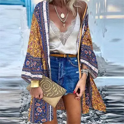 Image de Cardigan Bohème Imprimé - Veste de Plage Tendance