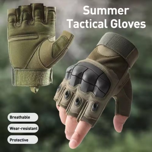 Afbeelding van Heren Dames Zomer Tactische Handschoenen Halve Vinger Versterkte Palm Duurzaam Antislip Beschermend Militaire Stijl voor Jagen Fietsen