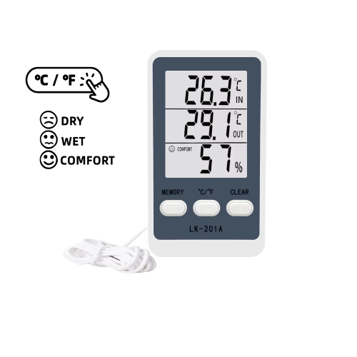 Bild von Digitales Thermometer & Hygrometer – Innen- und Außentemperatur mit LCD-Display