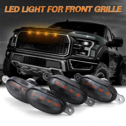 Afbeelding van Universele Auto LED Grilleverlichting met Rookkleurige Lens, Amber en Wit Licht, 12 LED's, Eagle Eye Stijl voor Offroad, Kofferbak, SUV, Ford, Toyota, 12V