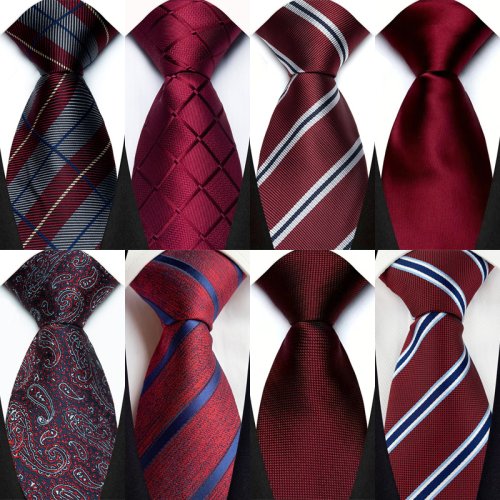 Afbeelding van Nieuw Ontwerp Bruiloft 8CM Mannen Stropdas Donkerrood Gestreepte Paisley Bloem Stropdassen Voor Mannen Business Party Bruidegom Kraag accessoires Cadeau