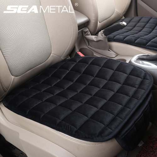 Imagen de SEAMETAL-funda de felpa para asiento de coche, cojín de asiento de coche ultrasuave, Protector de asiento de coche antideslizante, alfombrilla Universal para camioneta Sedan Suv