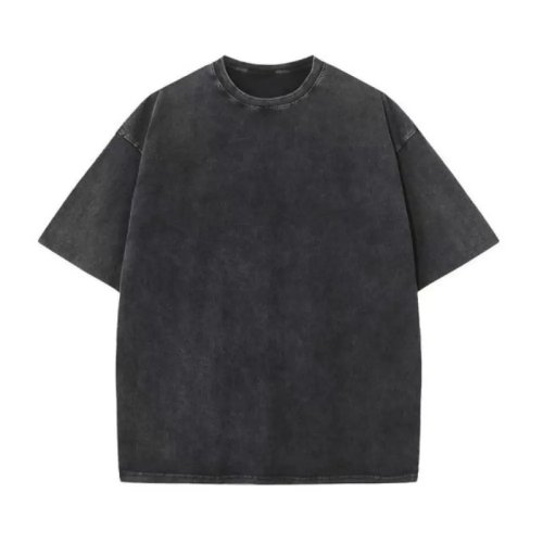 Imagen de Camiseta Retro de Algodón 230g, Manga Corta Vintage con Hombros Caídos para Hombres y Mujeres, Estilo Hip Hop Holgado en Color Sólido