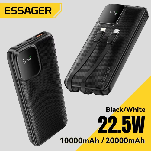 Imagen de Banco de Energía 20000mAh con Cables Integrados - Carga Rápida PD 22.5W