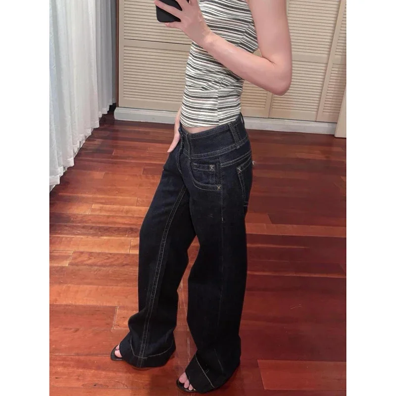 Zdjęcie Damskie Jeansy Y2K – Luźne, Vintage, Oversize