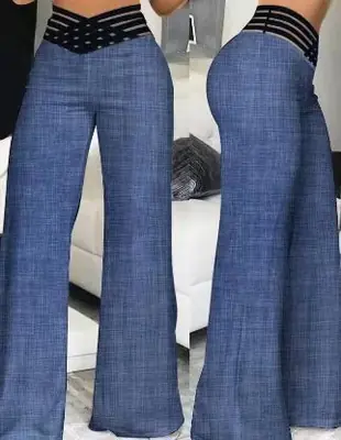 Image de Pantalon Évasé Taille Haute Femme - Tendance 2025