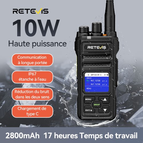 Image de Talkie-Walkie Retevis NR630S 10W - Longue Portée & Étanche