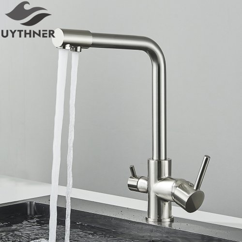 Imagen de Grifo con filtro de agua, grifo de cocina, grifo de agua potable, grifos giratorios con función de purificación de agua para fregadero de cocina, grullas mezcladoras