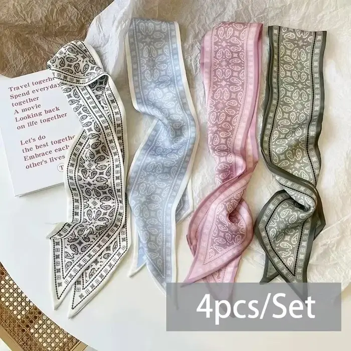 Image de Ensemble Foulards Soie Satiné - 4 Pièces Élégantes