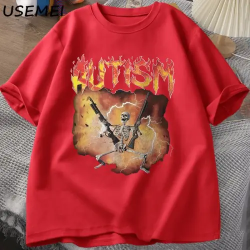 Image de T-Shirt Autisme Meme Squelette - Humour Vintage Unisexe