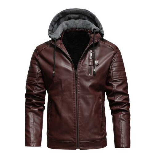 Imagen de Chaqueta de Cuero Blanca con Forro Polar para Hombre