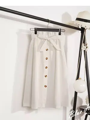Image de Jupe Midi Élégante à Boutons - Style Coréen