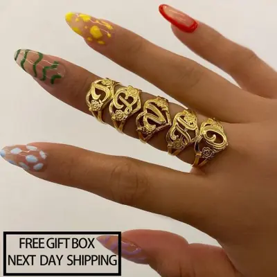 Image de Bague Personnalisée Lettre Coeur - Mode Hip Hop