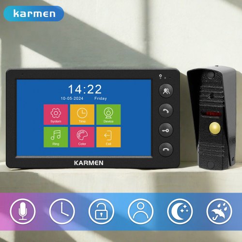 Image of Wired Video Door Phone System with Outdoor Metal Call Panel, HD Screen, Waterproof Design, Infrared Night Vision, and Remote Unlock for Home Security Intercom