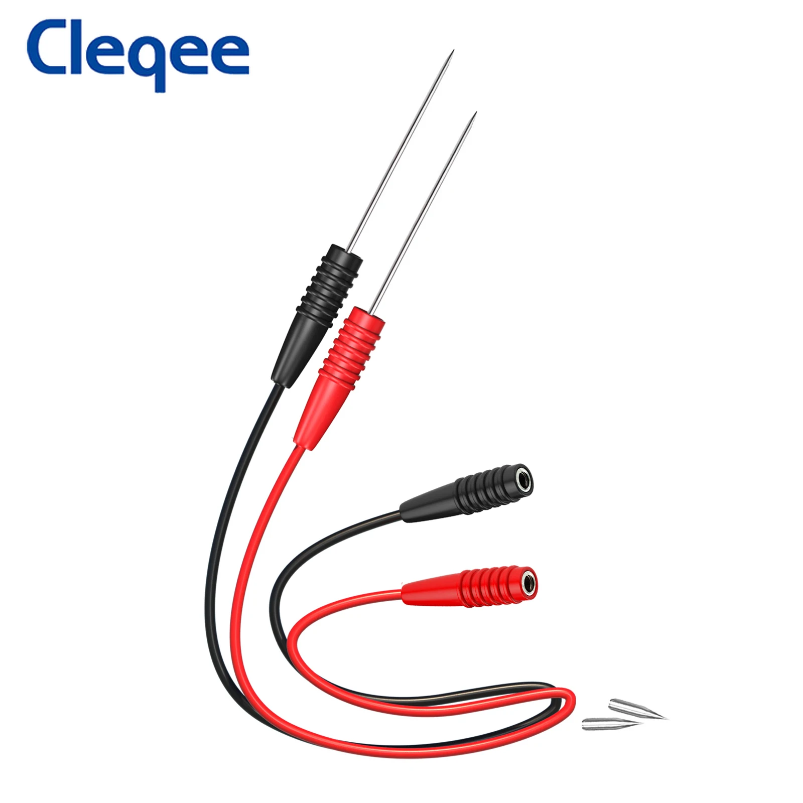 Immagine di Cavi per Sonde di Prova Cleqee P1046 da 2 Pezzi con Aghi da 0,7 mm, Filo a Perno e Presa a Molla Interna da 2 mm per Test Elettrici