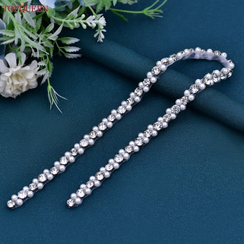 Immagine di Cintura da Sposa in Argento con Diamanti Faux e Perle - Accessorio Elegante per Abito da Sposa, Damigelle d'Onore e Ospiti di Nozze