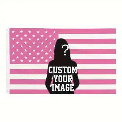Image de Drapeau Américain Rose Personnalisé 3x5 Pieds