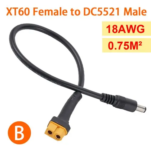 Image de Connecteur XT60 DC5521 18AWG - Adaptateur Câble Solaire pour Batterie Voiture