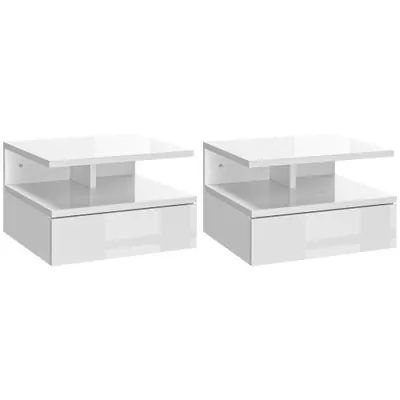Image de Tables de Chevet Flottantes avec Tiroir - Lot de 2