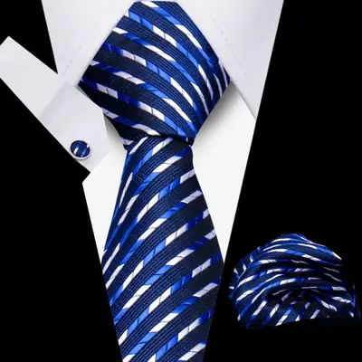 Image de Ensemble Cravate Homme Élégant - Boutons de Manchette & Mouchoir