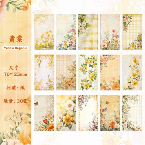 Immagine di Kit da Scrapbooking Vintage con 30 Pezzi di Carta Artistica a Tema Fiori e Piante – Per Diari Decorativi e Progetti Fai Da Te