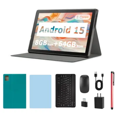 Image de Tablette Android 15 10.1" 8Go RAM 64Go ROM - Écran IPS, Batterie 5000mAh