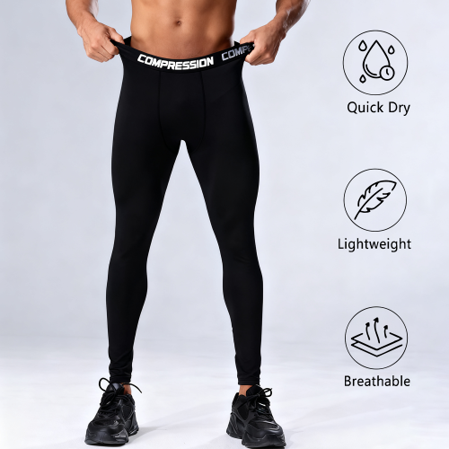 Bild von Herren Kompressionsleggings – Sport-Basisschicht für Laufen, Workout, Basketball & Fitness im Studio – atmungsaktive Strumpfhosen mit optimalem Halt
