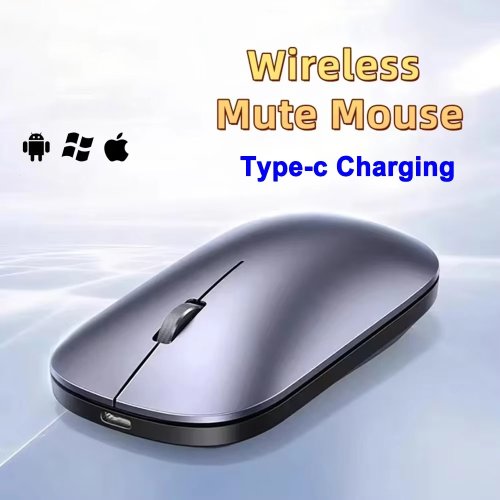 Zdjęcie Mysz Bezprzewodowa Bluetooth i 2.4G – Cicha, Ergonomiczna, Ładowana przez Type-C