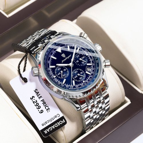Imagen de Reloj Deportivo de Lujo para Hombre con Cronógrafo, Fecha y Luz, Resistente al Agua, Correa de Acero Inoxidable, Estilo Moderno y Elegante