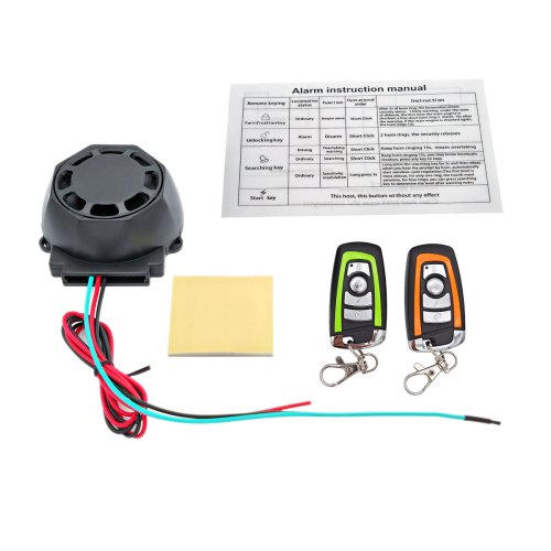 Image of Adjustable 12V Motorcycle Alarm System with Vibration Sensor and Easy Installation for Enhanced Security