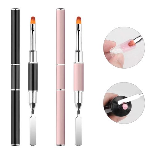 Bild von Natürliches 2-in-1 Nagelgel-Pinsel-Set mit Spachtel – Premium Werkzeug für Acrylnägel und Gelverlängerungen