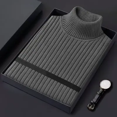 Image de Pull Col Roulé Homme Rayé - Style Streetwear Automne