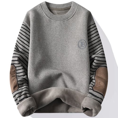 Image de Pull Homme Col Rond Doublé Polaire - Chaud & Épais